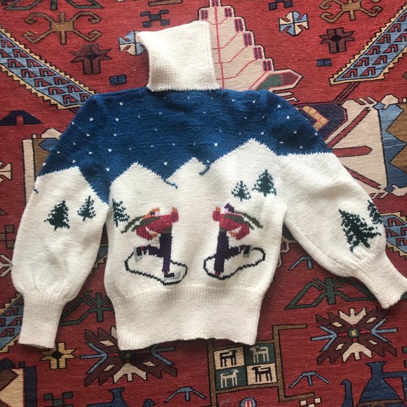 Hand-knit wool vintage pond skaters sweater - Picture 2 of 3